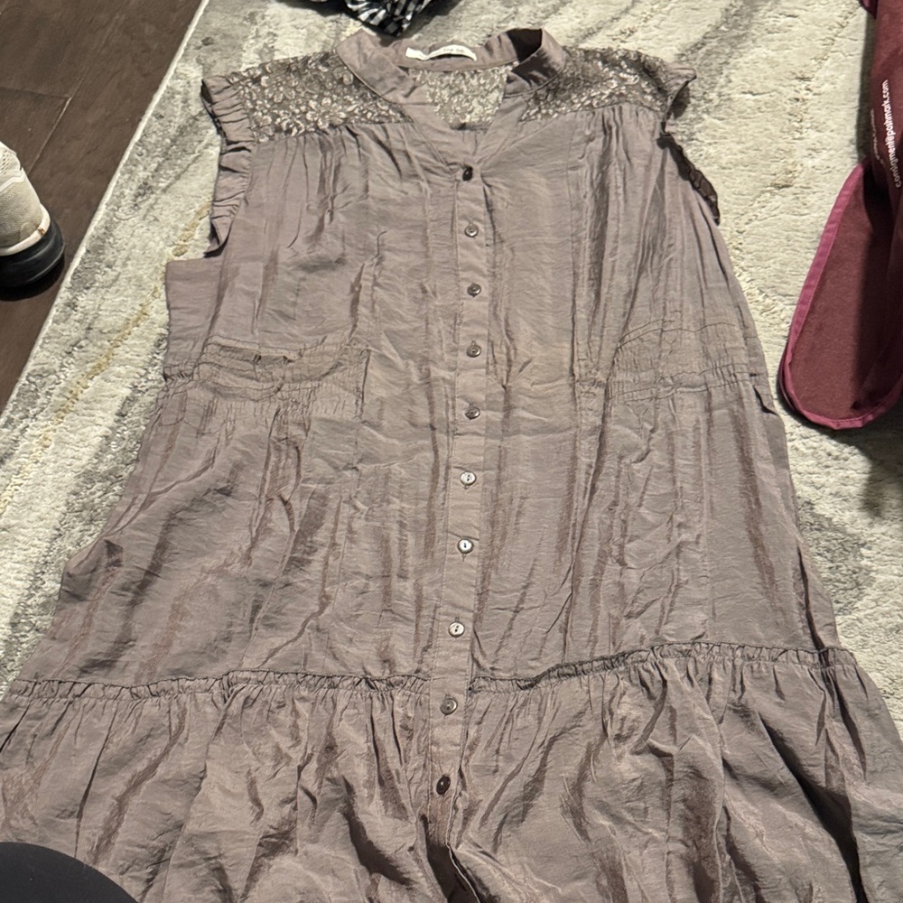 American Rag Mauve Button-Down Midi Dress